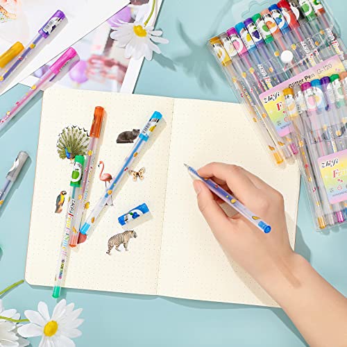 Yexiya 72 bolígrafos de gel glitter multicolor y aromáticos miniatura 4
