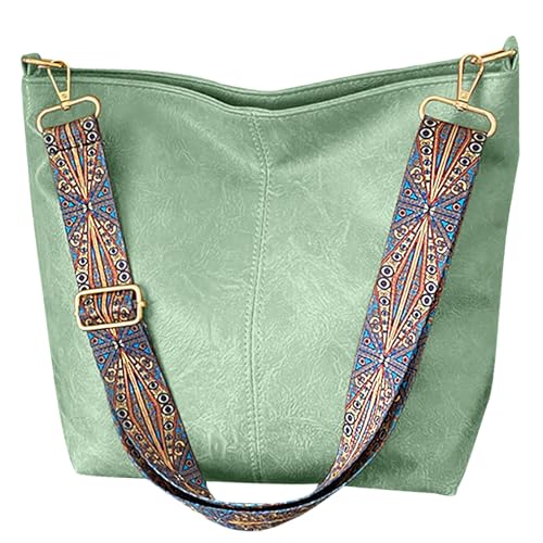 Image of Hobo Bags for Women Crossbody Bag Guitar Strap Purse Vegan Leather Shoulder Handbags Boho Purses Tote Bucket Bag