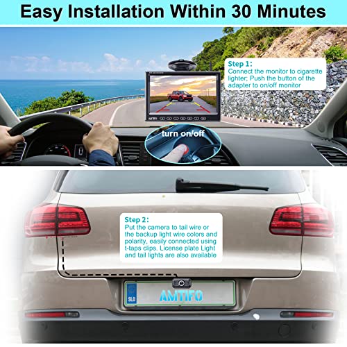 Image of Wireless Backup Camera for Truck Car : 7-Inch Touch Key Monitor Plug and Play No Delay No Dropped Frames Clear Brightness Rear View Camera 2 Channel Reverse Camera DIY Parking Lines AMTIFO A19
