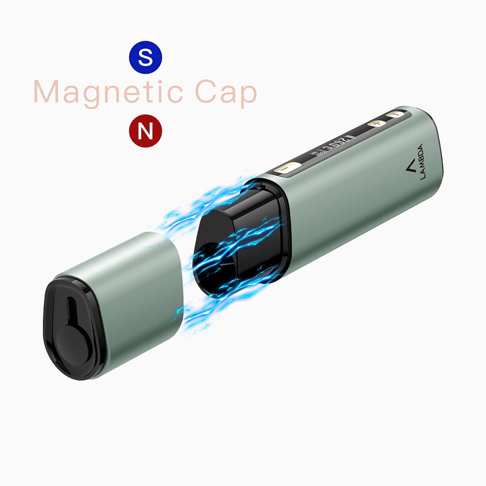LAMBDA Dual Heat Not Burn Device, 3200 mAh OLED Display Einstellbare Temperatur und Zeit Heizung, use Replaceable Heizblatt Part (Grün)