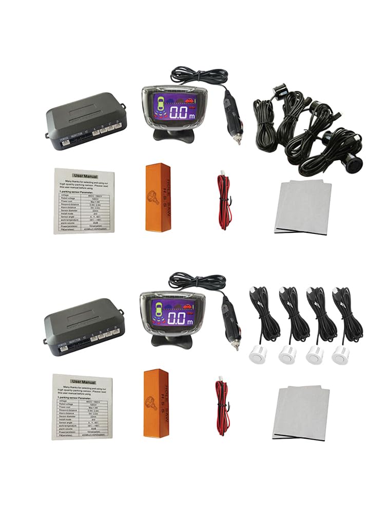 MASO 1x DC12V Radar per Parcheggio Auto Senza Fili a 4 Sonde, Cicalino Volume 65db, Distanza di Rilevamento Radar 0,3～2,0m, Impermeabile Anti-Vibrazione, Bianco