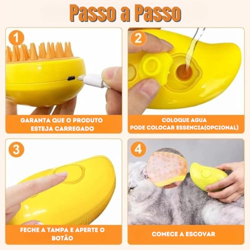 Escova Gato Vapor Escova Pet Vapor Pet Hair Brush Escova Pet Brush a Vapor Cães e Gatos Escova de Ga