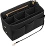 Handbag Organiser Insert, Multi-Pocket Felt Toiletry Bag Insert Storage Pouch Tote Bag Insert Large Capacity Women Travel Makeup Organizer Tote Bag Insert, Black