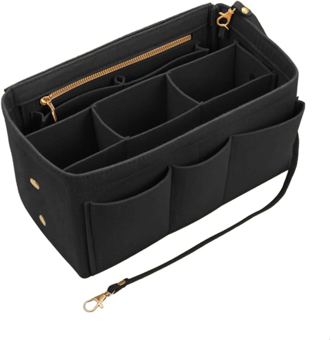 Nircho Handbag Organiser Insert, Multi-Pocket Felt Toiletry Bag Insert Storage Pouch Tote Bag Insert Large Capacity Women Travel Makeup Organizer Tote Bag Insert, Black