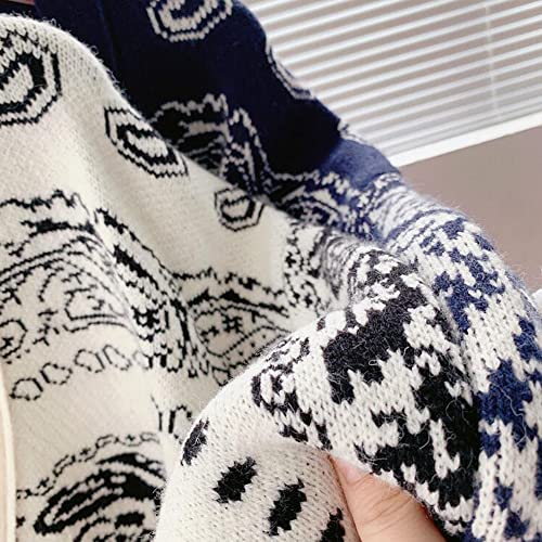 Women's Sweater Vintage V-Neck Jacquard Sweater Coat Women's Loose Casual Knitting Cardigan top 6