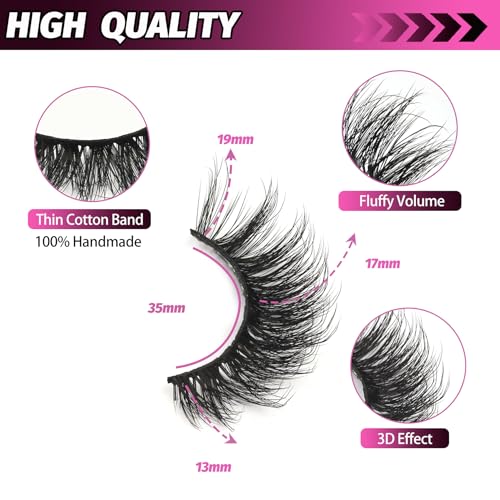 Veleasha Natural Lashes Fluffy Eyelashes 6 Pairs Pack Faux Mink Lashes Cat Eye Lashes Wispy 100% Handmade False Eyelashes Look Like Eyelash Extensions thumb #1