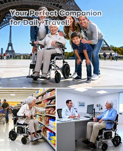 Image of Electric Wheelchairs for Adults, 15 Miles Long Travel Range with Quick-Release Battery, Ultra-Lightweight 37 lb Folding Power Wheelchair, All-Terrain Motorized Wheelchair, Airline Approved
