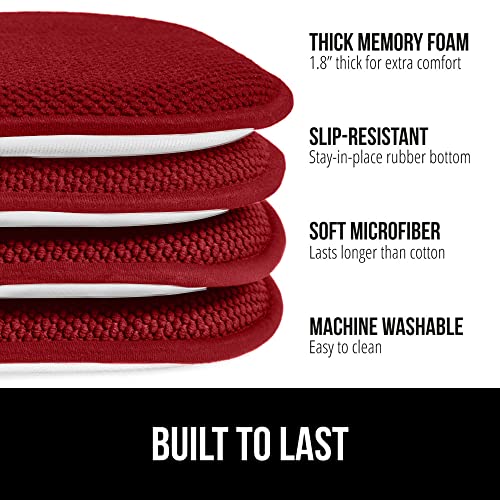 Gorilla Grip Memory Foam Chair Cushions, Comfortable Pads For Dining Room, Kitchen Table, Office Chairs, Stay In Place Backing, Comfortable Microfiber Seat Pad Cushion, Set Of 4, 16X16, Red #TOP1