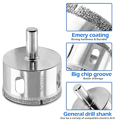 Image of Luomorgo 50mm /2 inch Diamond Hole Saw Diamond Drill Bits | 1.1 inch Cutting Depth, For Glass Ceramic Marble, For Porcelain Tile Granite, For Quartz Gemstone