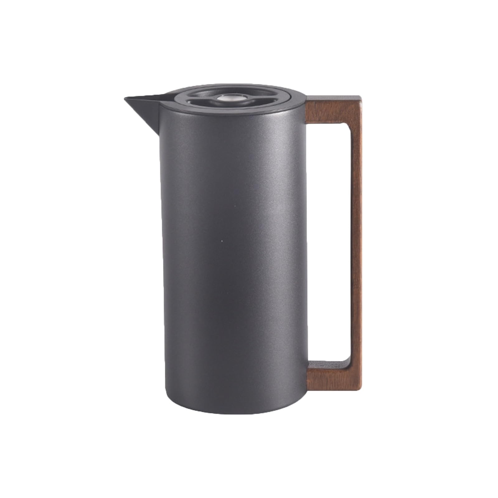 Thermoskanne Kaffeekannen Edelstahl Vakuum Isolations, Mit Holzgriff Und Einfachem Sicherheitsdruckknopf, Für Zuhause, Hotel, Büro (Schwarz,1.5L)