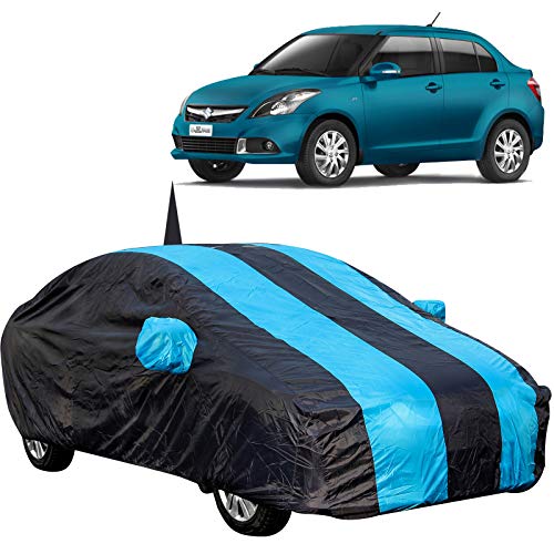 Image of 190 Taffeta Water Resistant Car Body Cover Compatible with Maruti Swift Dzire (2012 to 2016) with Mirror & Antenna Pockets (Teak /Navy Blue)