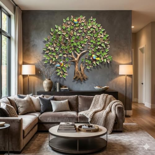 Image of Bharat Art Metal Iron ASPEN TREE Wall Art Decor for Living room Home Bedroom Cafe Interior Decorative | Elegant Wall Hanging Sculpture | Multicolor | 37x3x37 Inch| CW-046