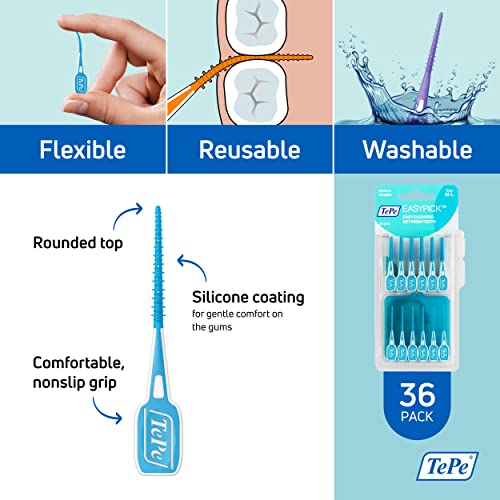 Tepe Dental Floss Picks, Tooth Picks Flossers, Floss Sticks, Easypicks M/L, Blue, 36 Pk #TOP4