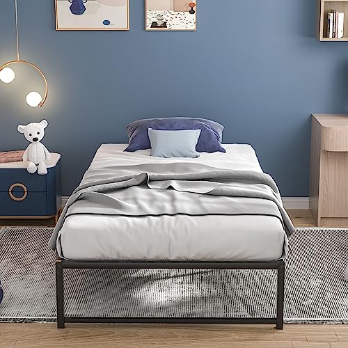 Vecelo 14" Metal Platform Bed Frame/Mattress Foundation/No Box Spring Needed/Steel Slat Support (Twin Size) #TOP2