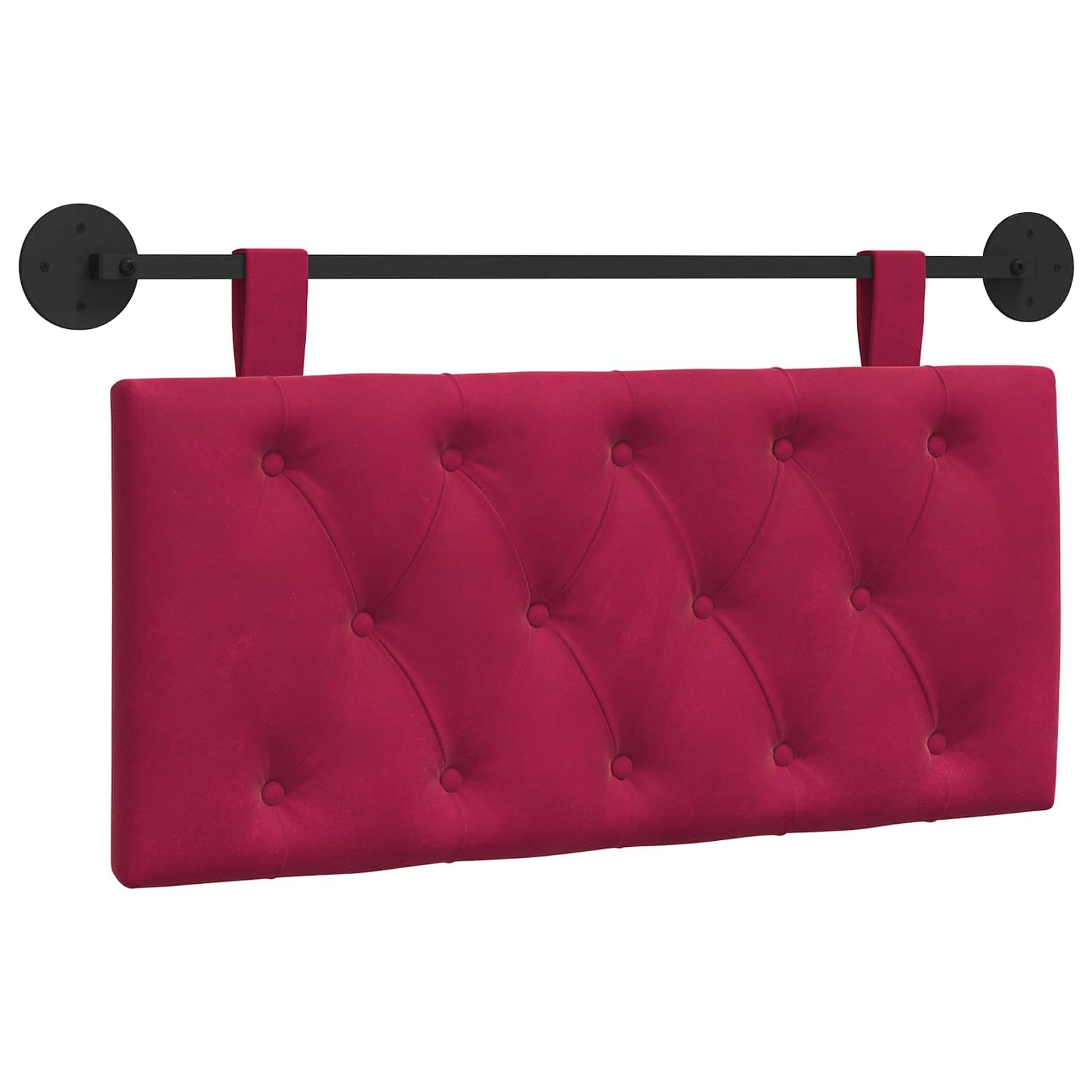 Leasha Tête de Lit Suspendue, Tête de Lit Coussin Murale Bordeaux Velours 90x55x7 cm