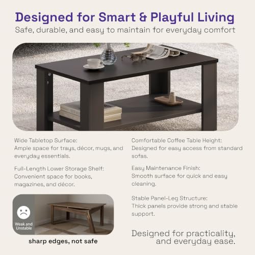 Image of Wakefit Center Table | 1 Yr Warranty | Coffee Table for Living Room Wooden, Tea Table for Living Room Wooden, Sofa Table, Free Installation from Brand, Modern Multi-Functional & Wobble-Free(Vaulten)