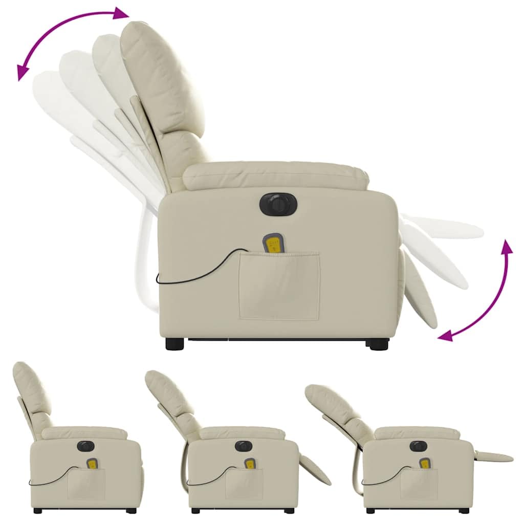 Sillón elevador eléctrico reclinable con masaje por vibración, 6 puntos de masaje, función de elevación e inclinación de 135°, estructura de madera y metal, bolsillo lateral