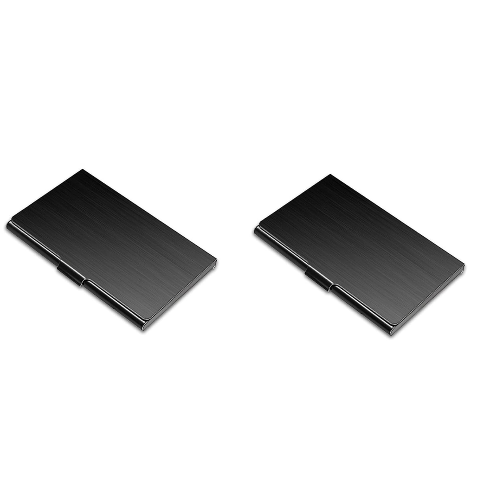 Jnchdghwa Black 2X Business Card Holder, Slim Business Card Case, Pocket Metal Card Case,Purse Name Card Holder,Buckle Style Shut,