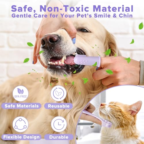 Augwind 6PCS Grooming & Bath Supplies for Dogs, Cats | Dog Washing Gloves | Dog Bath Brush | Dog Shower Brush | Pet Grooming Gloves | Dog Grooming kit | Pet Supplies for Showerhead & Sprayer (Purple) — view 6