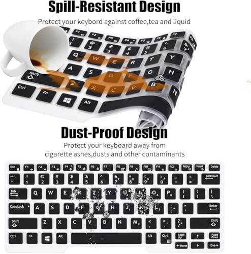 Image of OJOS Keyboard Cover for Dell Latitude 5480 5490 5491 7490 14 inch Laptop, Dell 3340 E3340 E5490 E5491 E5450 E5470 E7450 E7470 7480 E7480 Keyboard Protective Skin with Point, Black