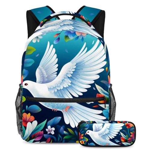 Cartables grande capacité White Doves lot de 20 avec trousses assorties pour l'organisation scolaire