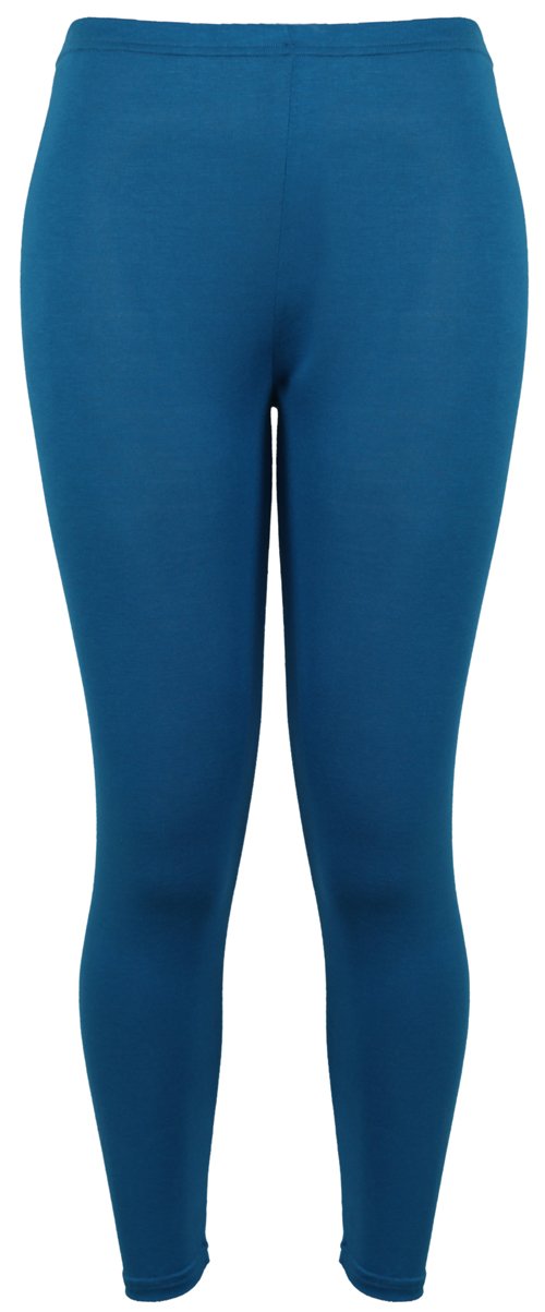 Womens New Casual Plus Size Stretch Trousers Ladies Plain Elasticated Long Basic Leggings Teal Size 12 - 14