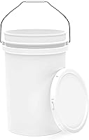 Vista 15 de Balde de cubo blanco de 6.5 galones con tapa Grado alimenticio Extra duradero de 90 MIL Asas de metal con empuñadura de plástico para fácil