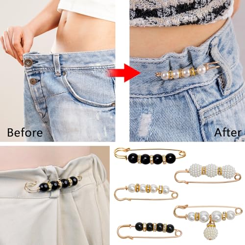 46 Stück Brosche Damen Perlen, Broschen für Kleidung, Mrosche Ausschnitt Verkleinern für Strickjacken, DIY Dekoration, Kleider, Pullover