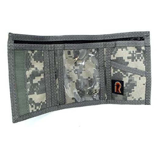 Tactical Nylon Trifold Wallet Durable 500D Cordura, water-resistant, inside/outside ID windows, 15+ card slots, compact 5x3.25in. Ideal for military, outdoor, travel. USA Made. (ACU)