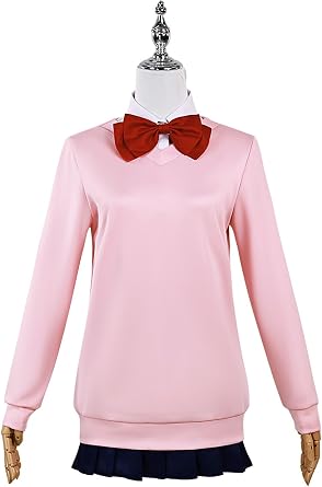 Anime Womens Costume Pink Coat Cosplay School Uniform Sweater Outfit