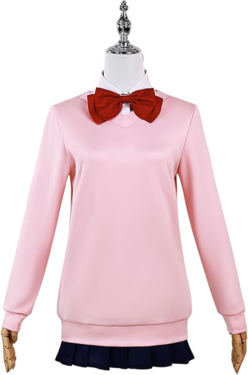 Anime Womens Costume Pink Coat Cosplay School Uniform Sweater Outfit
