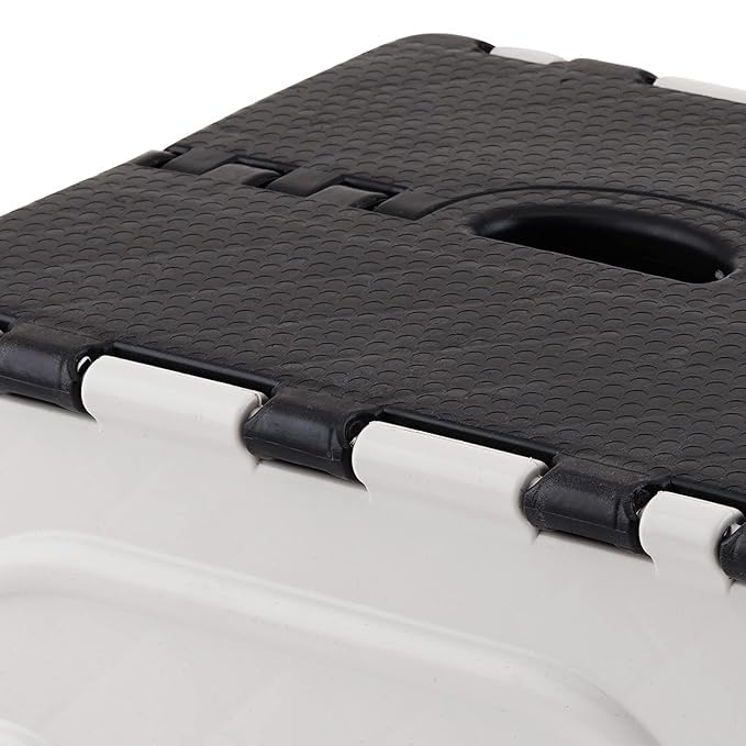 Image of KREZON 7 Inches Super Strong Folding Step Stool for Adults and Kids, Kitchen Stepping Stools, Garden Step Stool Color (Black - White)
