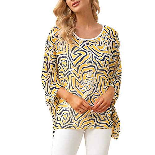 Image of Ckikiou Plus Size Batwing Flowy Semi Sheer Chiffon Blouse Tunic for Women Summer Floral Print Boho Beach Cover ups