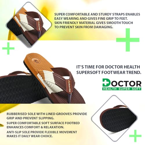 Image of DOCTOR HEALTH SUPER SOFT Men's Massage Flip Flops | Textured Footbed Comfortable EVA Slippers | Anti-Slip Lightweight Thong Sandals for Indoor Outdoor Casual Everyday Wear
