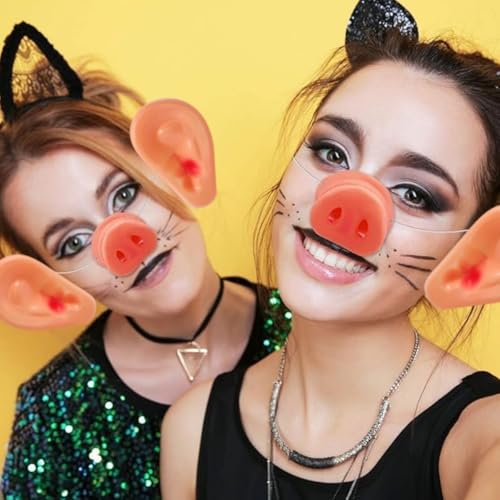 LiJuanWang 2 Stück Halloween Schweineohren,Riesige Falsche Ohren Schweineohr Pixie-Ohren Kind-lustige Geschenke,Für Halloween Und Cosplay Realistische Schweineohre