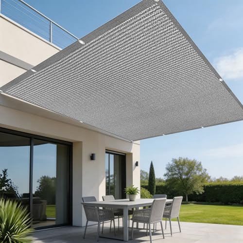 Filet d'ombrage robuste résistant avec oeillets toile grise 2.3x3.8m - 2