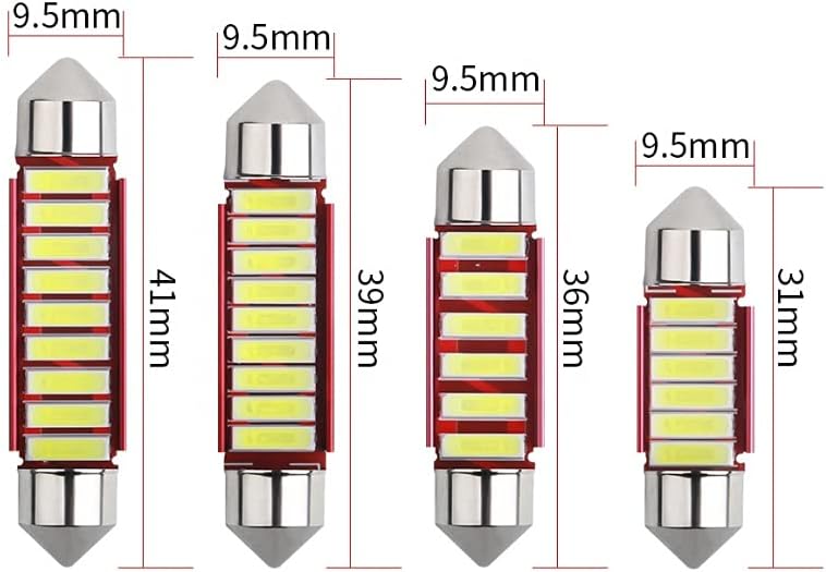Suzec 7020-31mm Reading Light 12 LED Universal Car Interior Super Bright Roof Light Reading Dome Bulb Lamp with Festoon Holder (31mm) | Pack of 2 | White