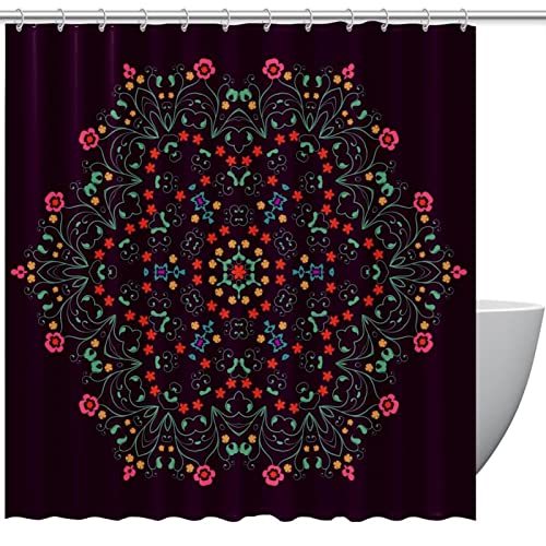 Rideaux de douche mandala abstrait pour baignoire 183x183 cm
