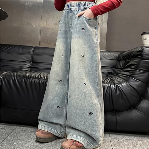 Teen Girls Baggy Ripped Jeans Sparkle Zipper Fly Hip Hop Streetwear Comfy Baggy Pants for Girls4