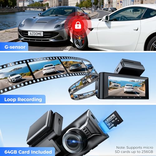 AZDOME Dashcam 4K+2.5K Delantera y Trasera con,Pantalla IPS de 3,18 Pulgadas dash cam coche, Tarjeta de 64 GB, WiFi de 5,8 GHz, GPS, WDR Gran Angular de 170°, Admite hasta 256 GB (M550 Pro) - imagen 8