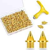 YUNVI 1/4 Inch Track Spikes,220pcs Stainless Steel Pyramid Shoe Spikes with Spike Wrench for Track and Cross Country,Replacement Spikes for Sprint Sports Short Running Shoes