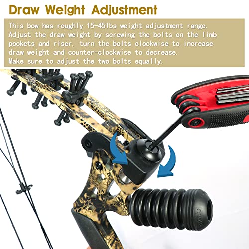 Youth Compound Bow Set 15-45 Lbs for Teens and Beginner, Package with Archery Hunting Equipment, Max Speed 260fps, Adjustable, Right Hand (Snake Pattern-Bow Bag) by WUXLISTY - Image 7