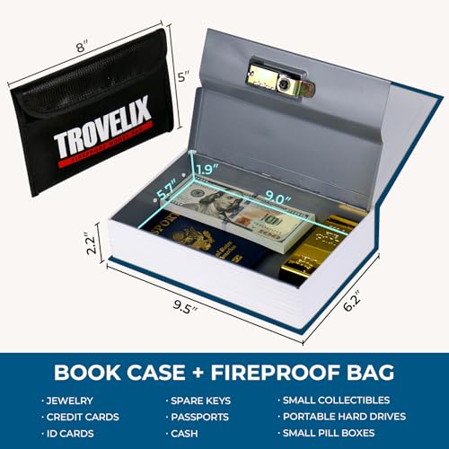 Sekam Book Safe with Combination Lock, Hidden Safe (24 x 15 x 5.5 cm) with Fireproof Bag, Secret Diversion Safe - Image 2