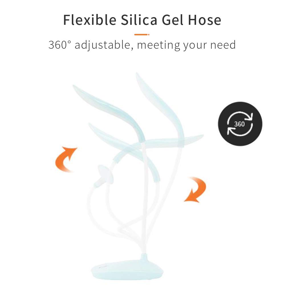 Lixada Lámpara de Escritorio LED Recargable Carga y Enchufe USB portátil Lámpara de Lectura de Manguera Flexible Niños Luz Suave Lámpara de Mesa de Control táctil para cuidar los Ojos