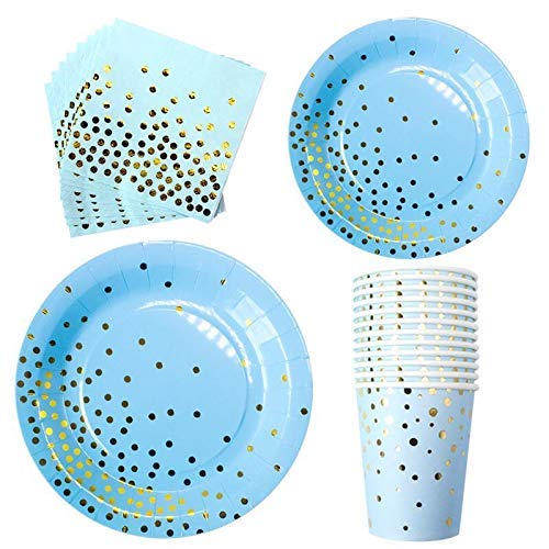 SIMUR 80 Pezzi stoviglie per Feste Blu Piatti da