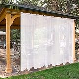 SpaceDresser Waterproof White Outdoor Sheer Curtains for Patio - 1 Panels Rod Pocket Indoor Voile Sh
