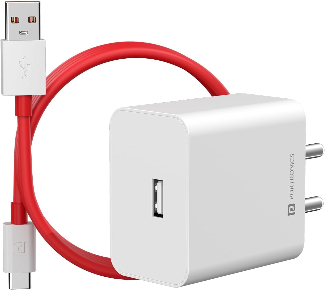 Portronics 35W Adapto 35A USB-A Fast Charging Adaptor with 1M Charging Cable, Support VOOC Charging/WARP Charging/Dash Charging/Quick Charging, Suitable for Oneplus,Samsung,Oppo,Realme,Mi (White)
