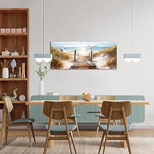 sechars Beach Sea Canvas Wall Art Coastal Seaside Reed Painting Beach Seagull Birds Poster Prints for Living Room Decor 20"x48" sechars Beach Sea Canvas Wall Art Coastal Seaside Reed Painting Beach Seagull Birds Poster Prints for Living Room Decor 20×48