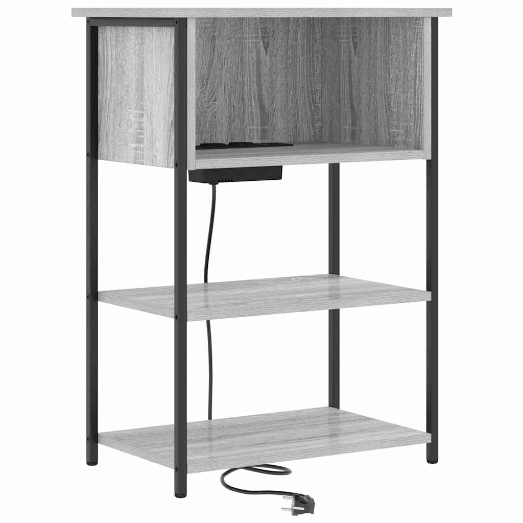 Table de Chevet Connectée Gris Sonoma Meuble d'Appoint Industriel