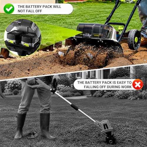 image for 40V Cordless Cultivator Tiller for Gardening： Garden Tiller with 2 x